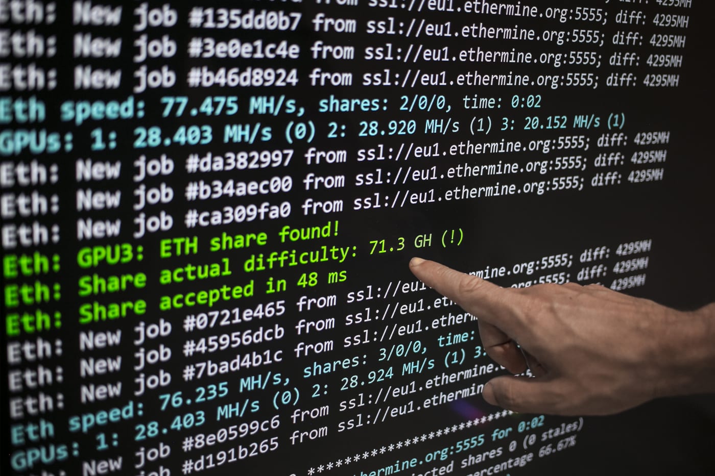 cryptocurrency code on a screen
