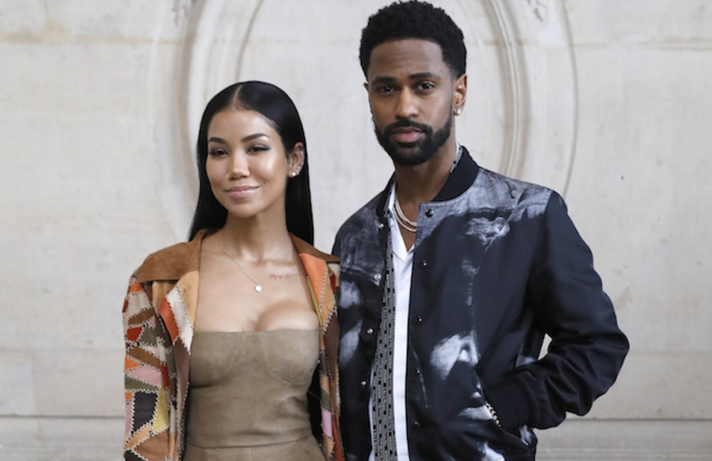 Jhene Aiko and Big Sean poses for a photocall prior to the Christian Dior's fashion show
