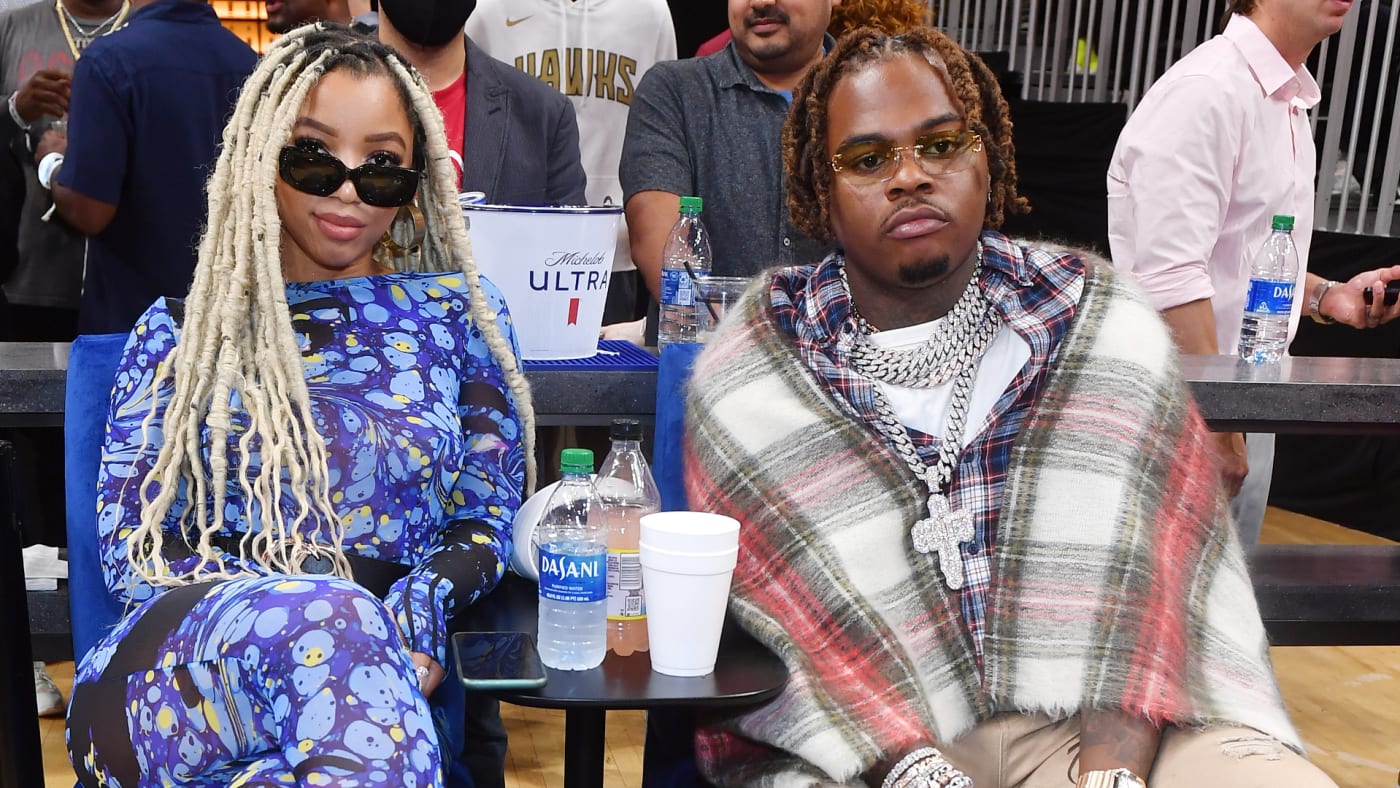 Chloe Bailey and Gunna pictured together at an NBA game.