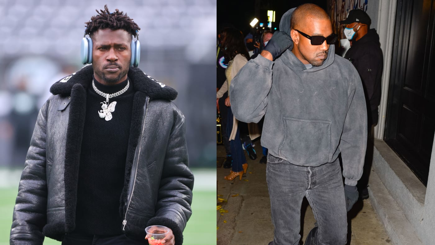 Antonio Brown and Ye are photographed while walking