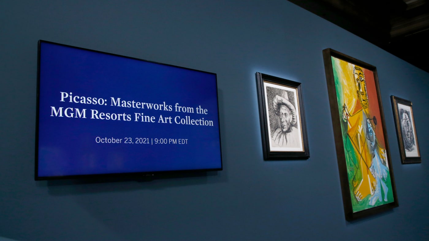 Works by Pablo Picasso displayed at Las Vegas auction.