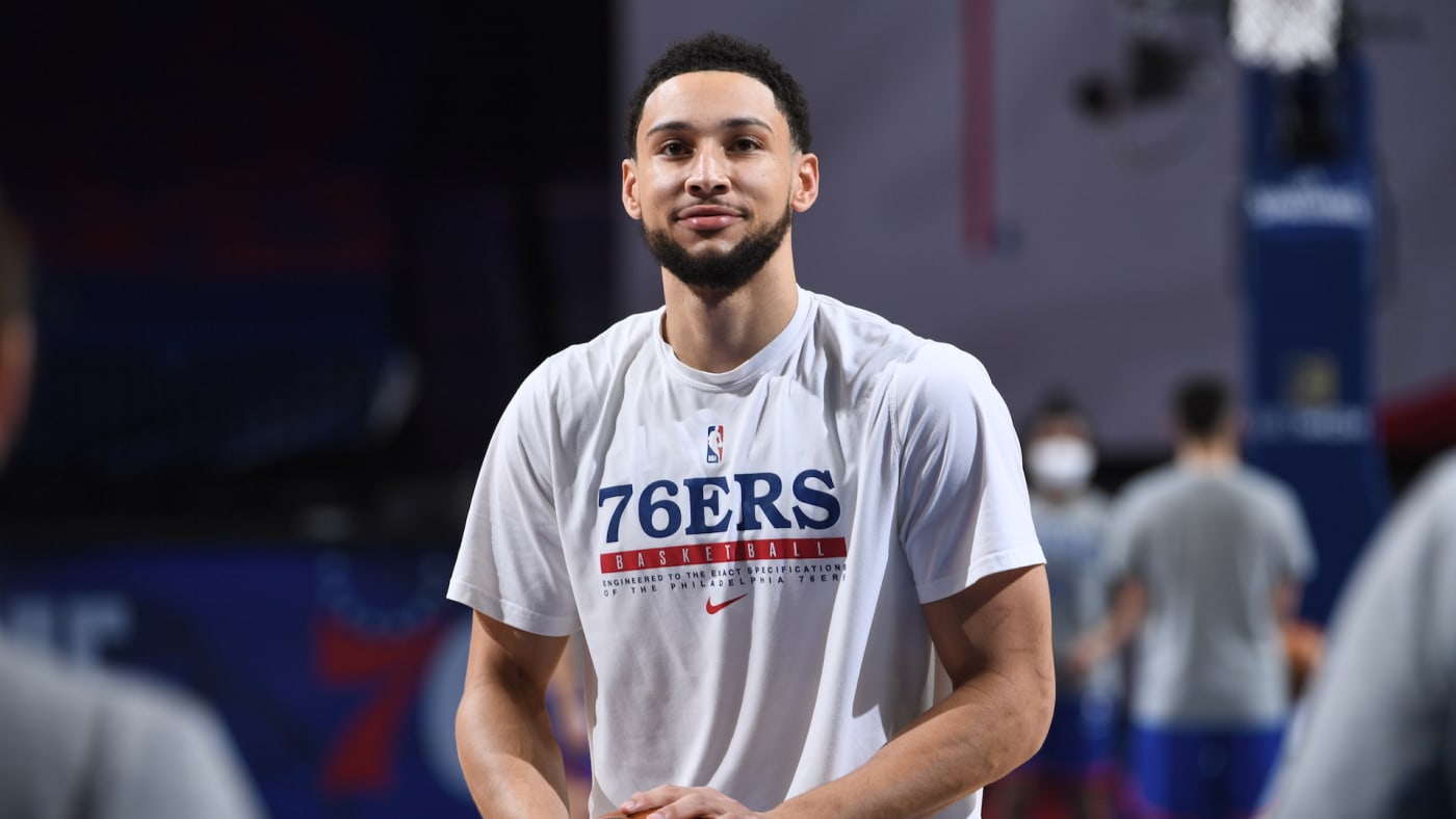 Ben Simmons #25 of the Philadelphia 76ers warms up