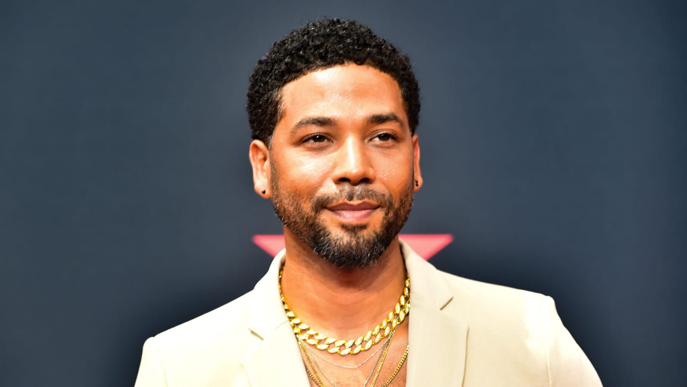 Jussie Smollett is pictured on a red carpet