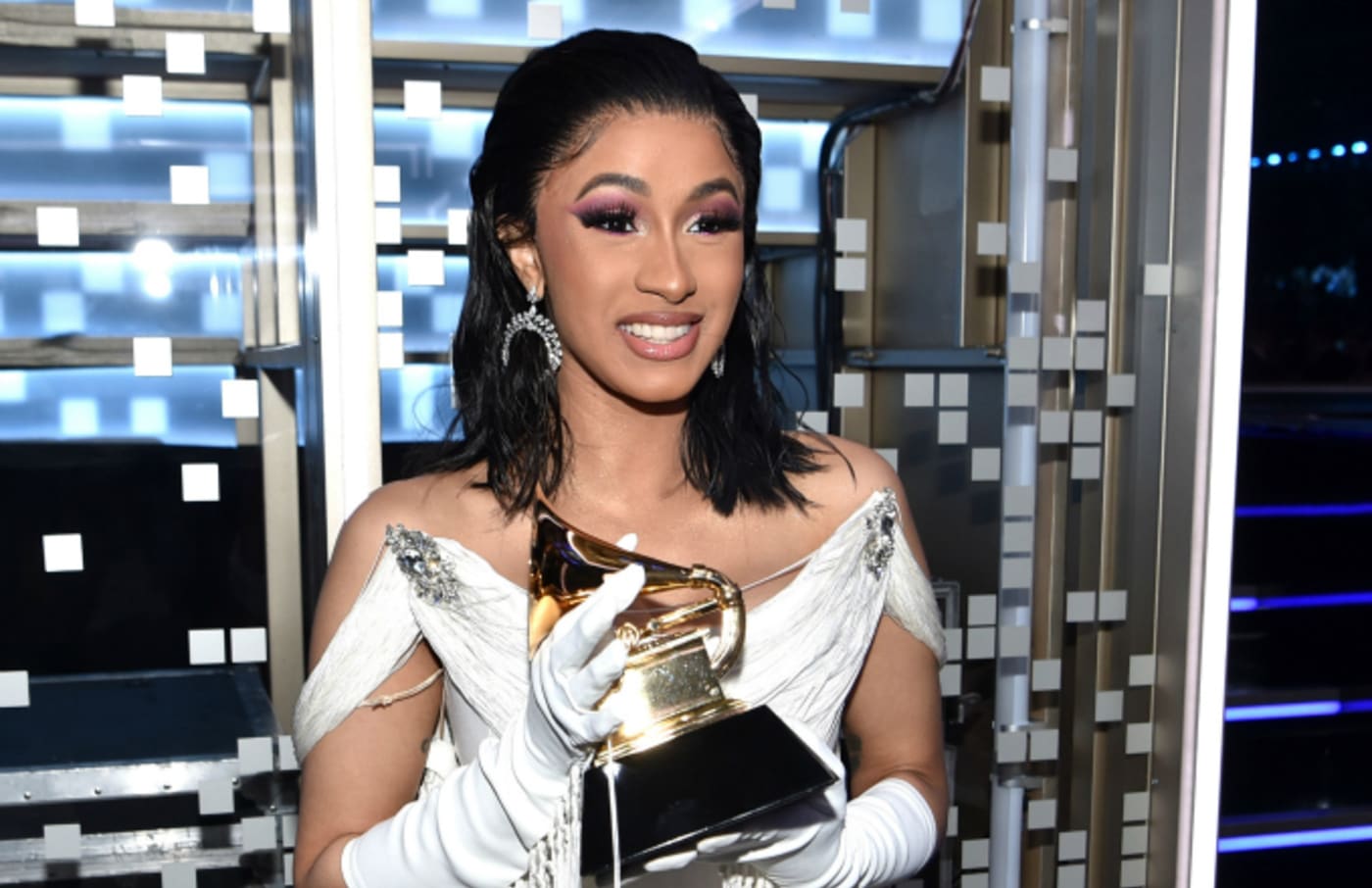 Cardi B backstage during the 61st Annual GRAMMY Awards