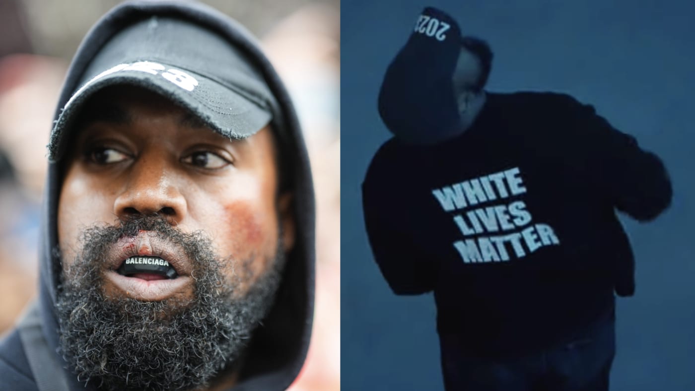 kanye decided to wear a white lives matter shirt