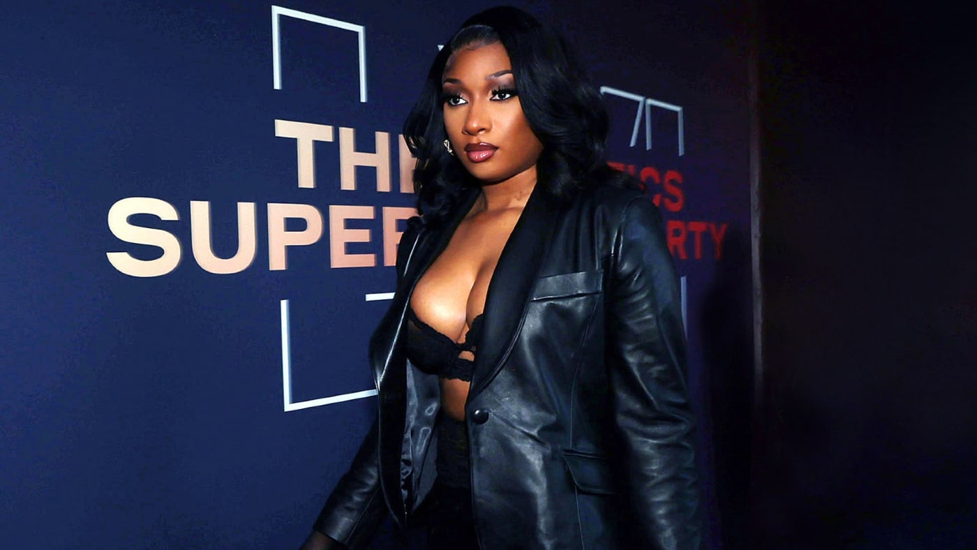 Megan Thee Stallion is pictured walking a red carpet