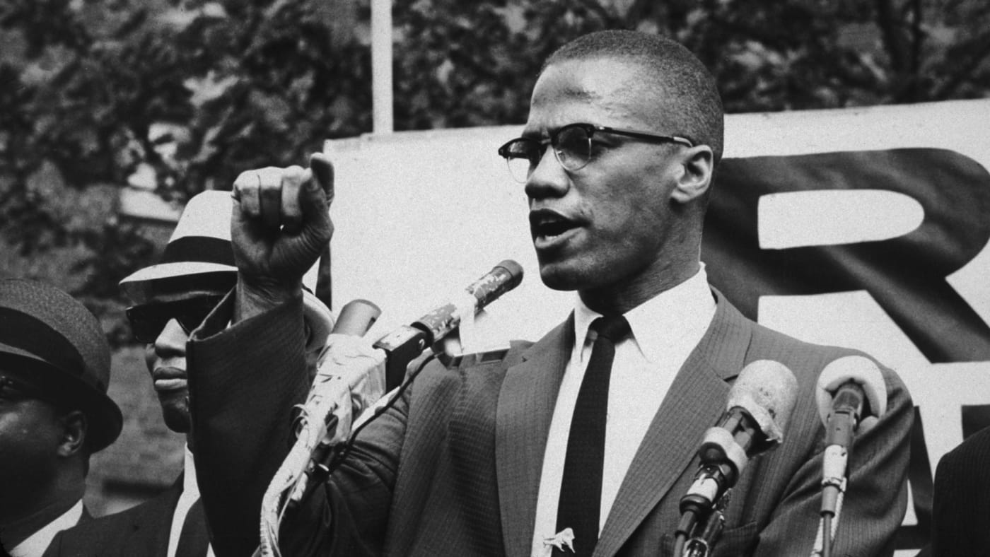 Malcolm X is seen in an archival photo