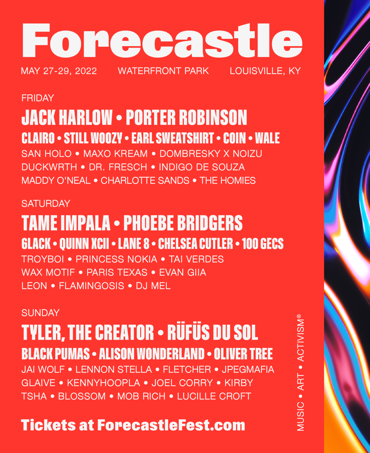 A poster for the 2022 Forecastle Festival is shown