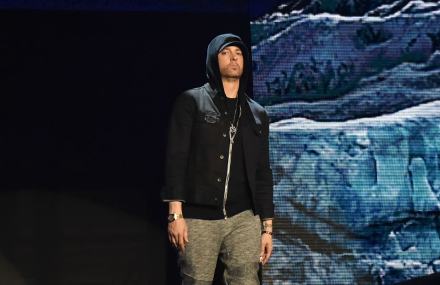 Eminem performs on stage during the MTV EMAs 2017