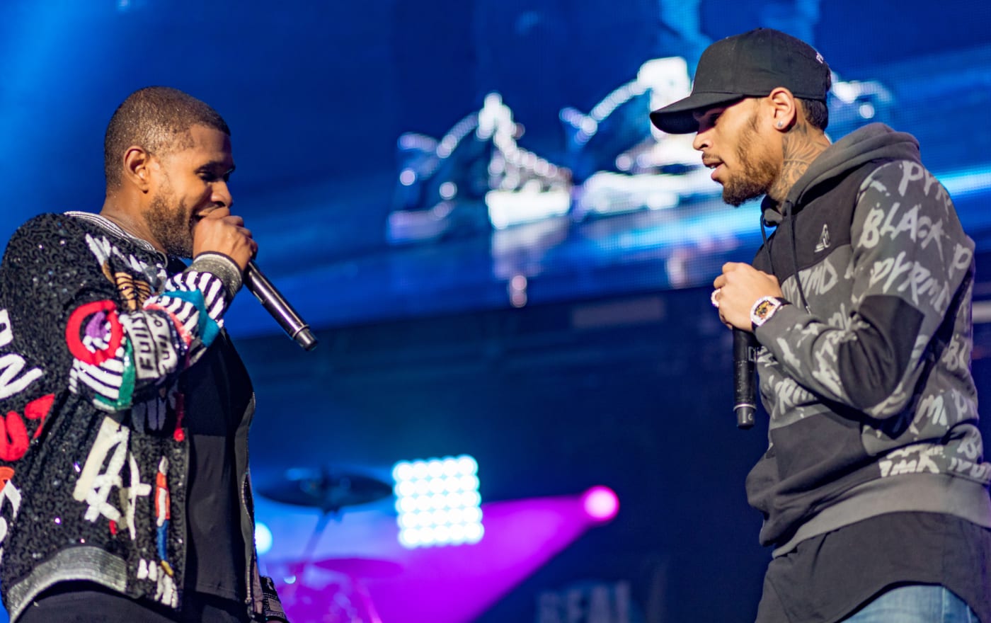 Chris Brown and Usher Perform at Lovers & Friends Following Alleged Fight Complex