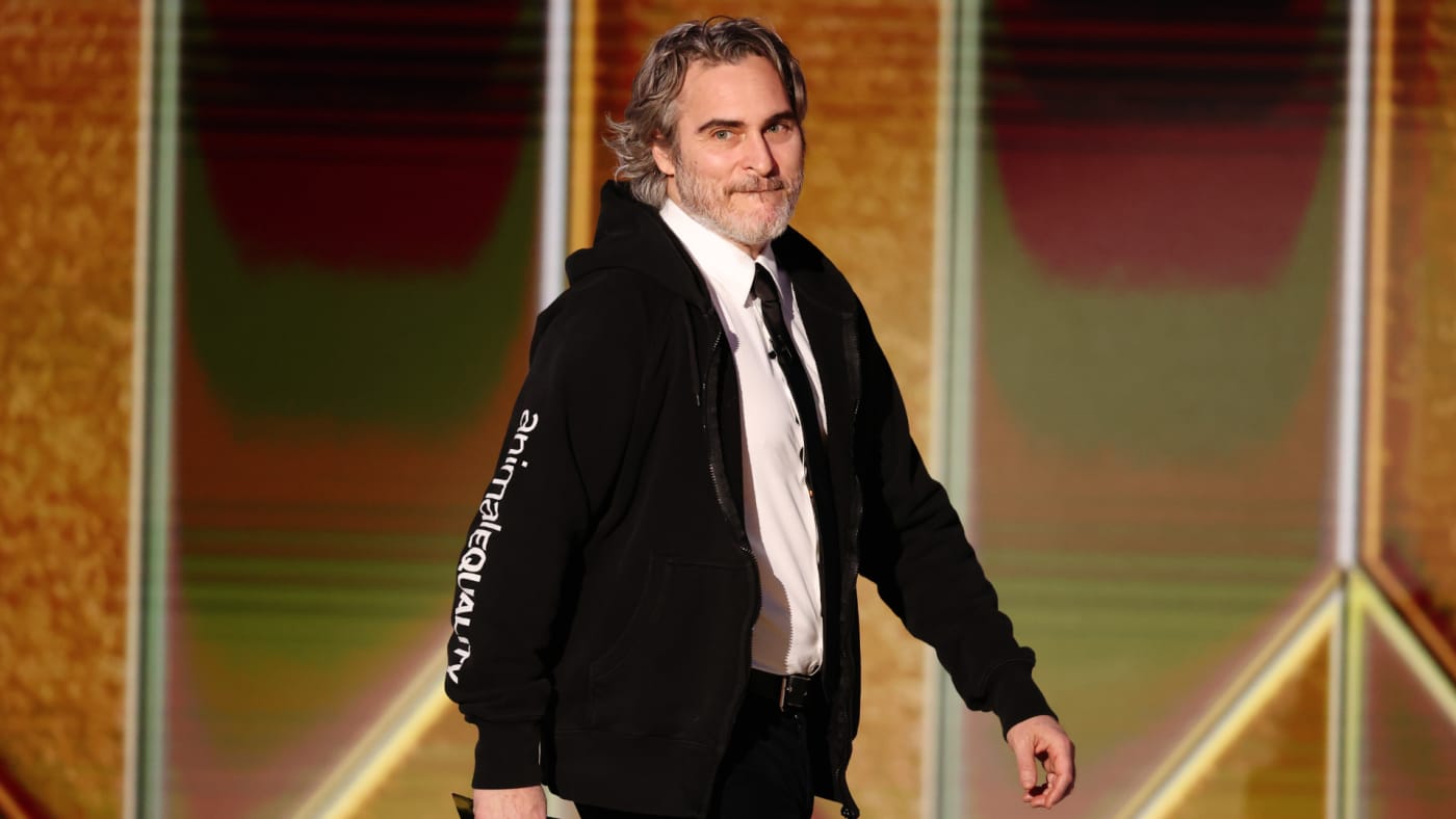 Joaquin Phoenix is seen strutting