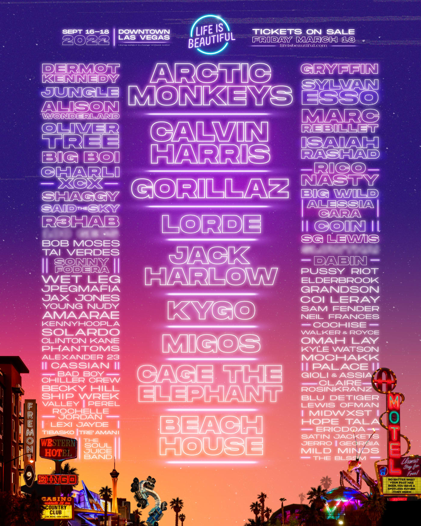 Life Is Beautiful Festival 2022 lineup