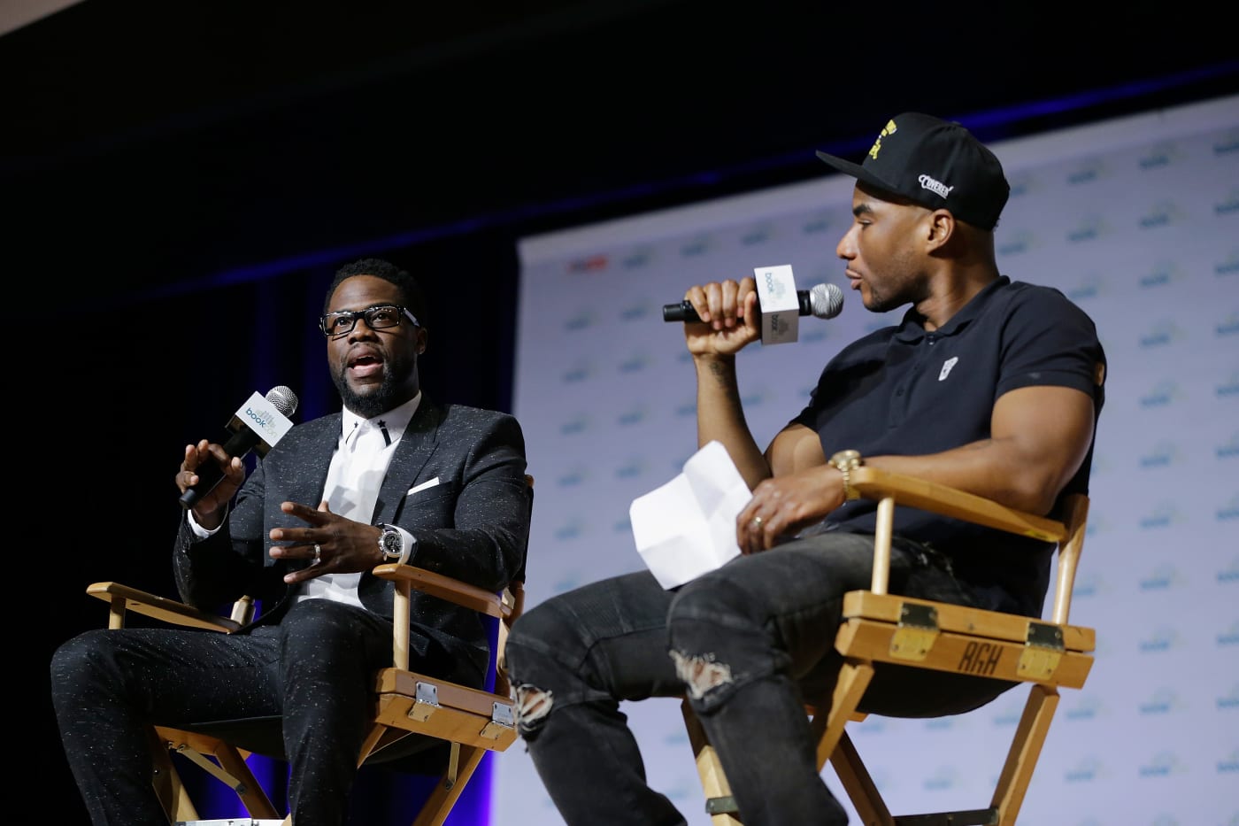 kevin hart and charlemagn tha god at book con promoting partnership