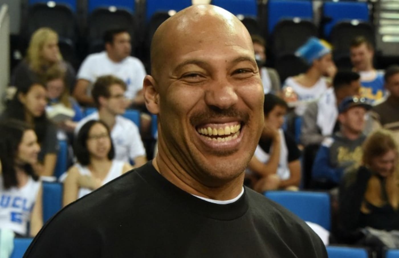 LaVar Ball smiles at a UCLA game.