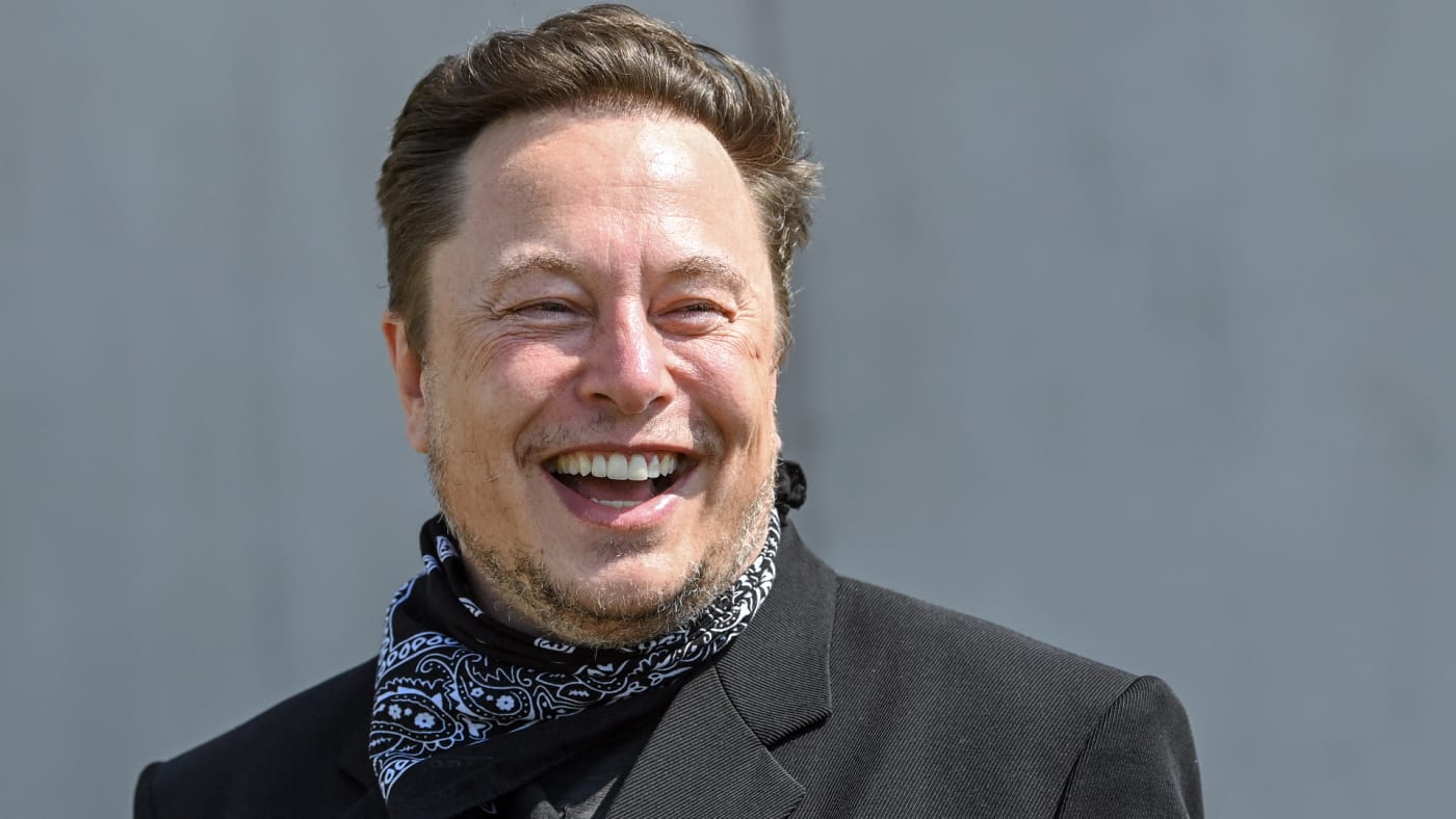 Elon Musk is pictured providing a smile