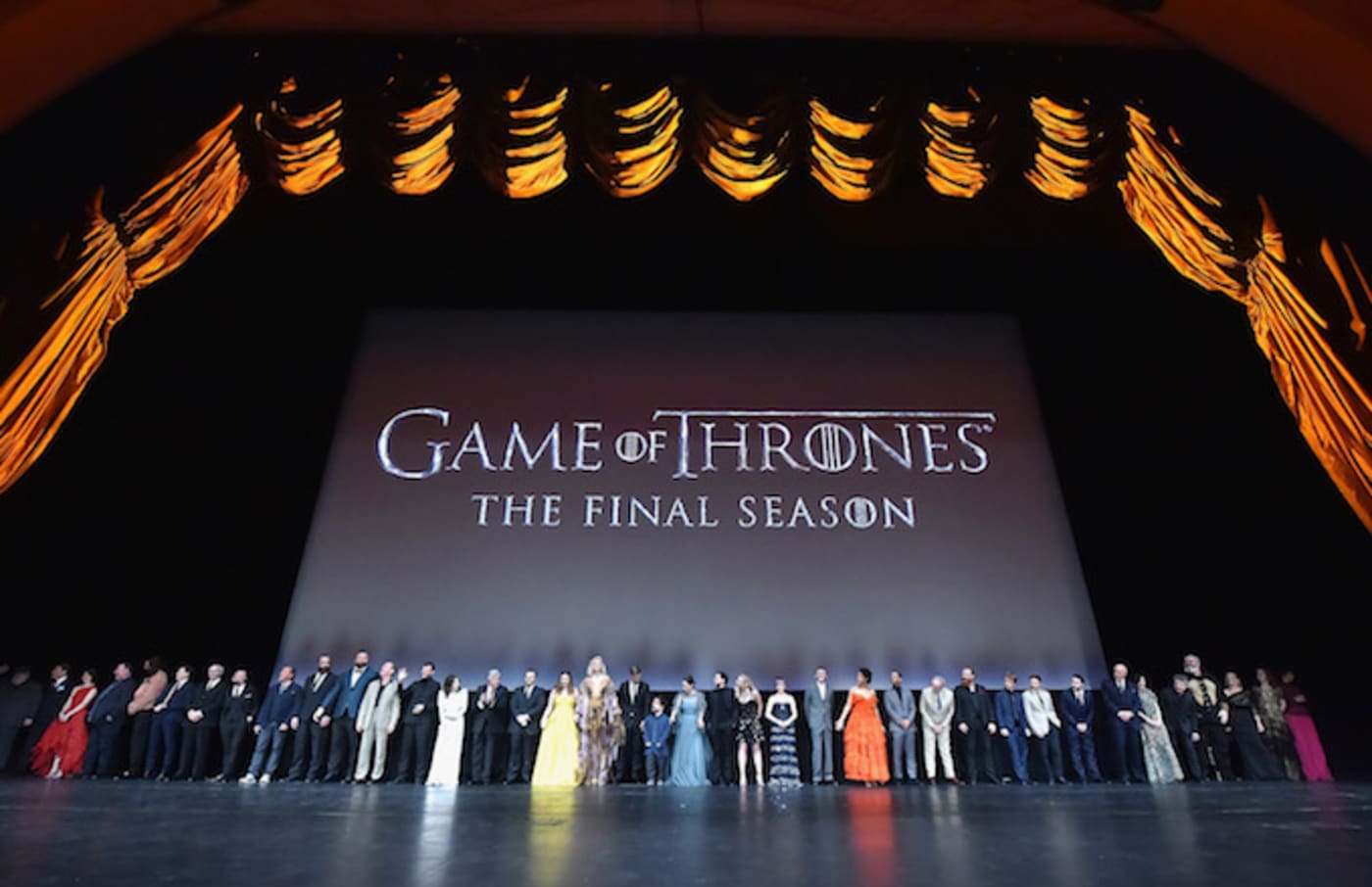 'Game of Thrones' cast members gather onstage during the 'Game Of Thrones' Season 8 NY Premiere .