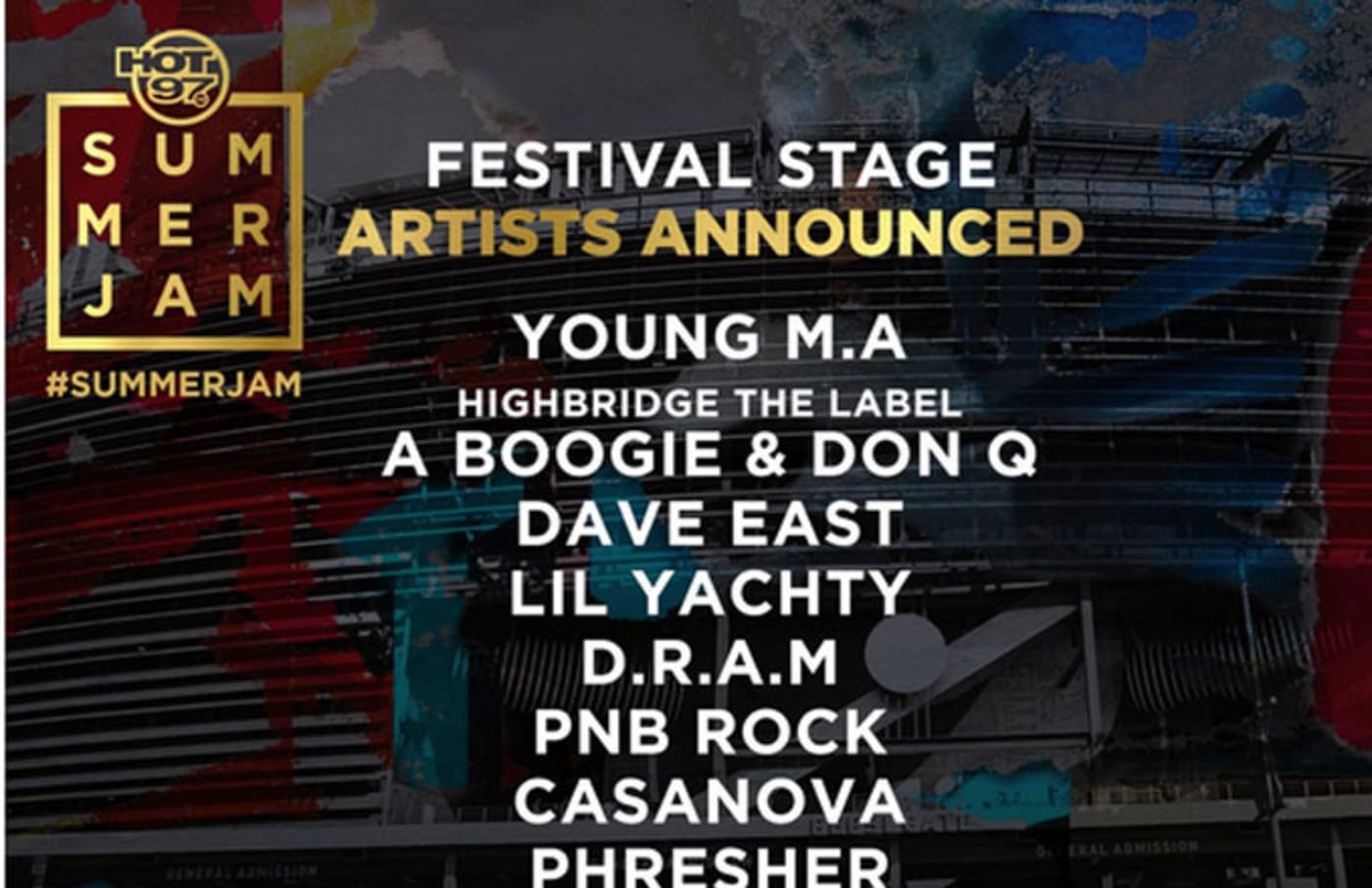 Hot 97 announces the 2017 Festival Stage lineup for Summer Jam.