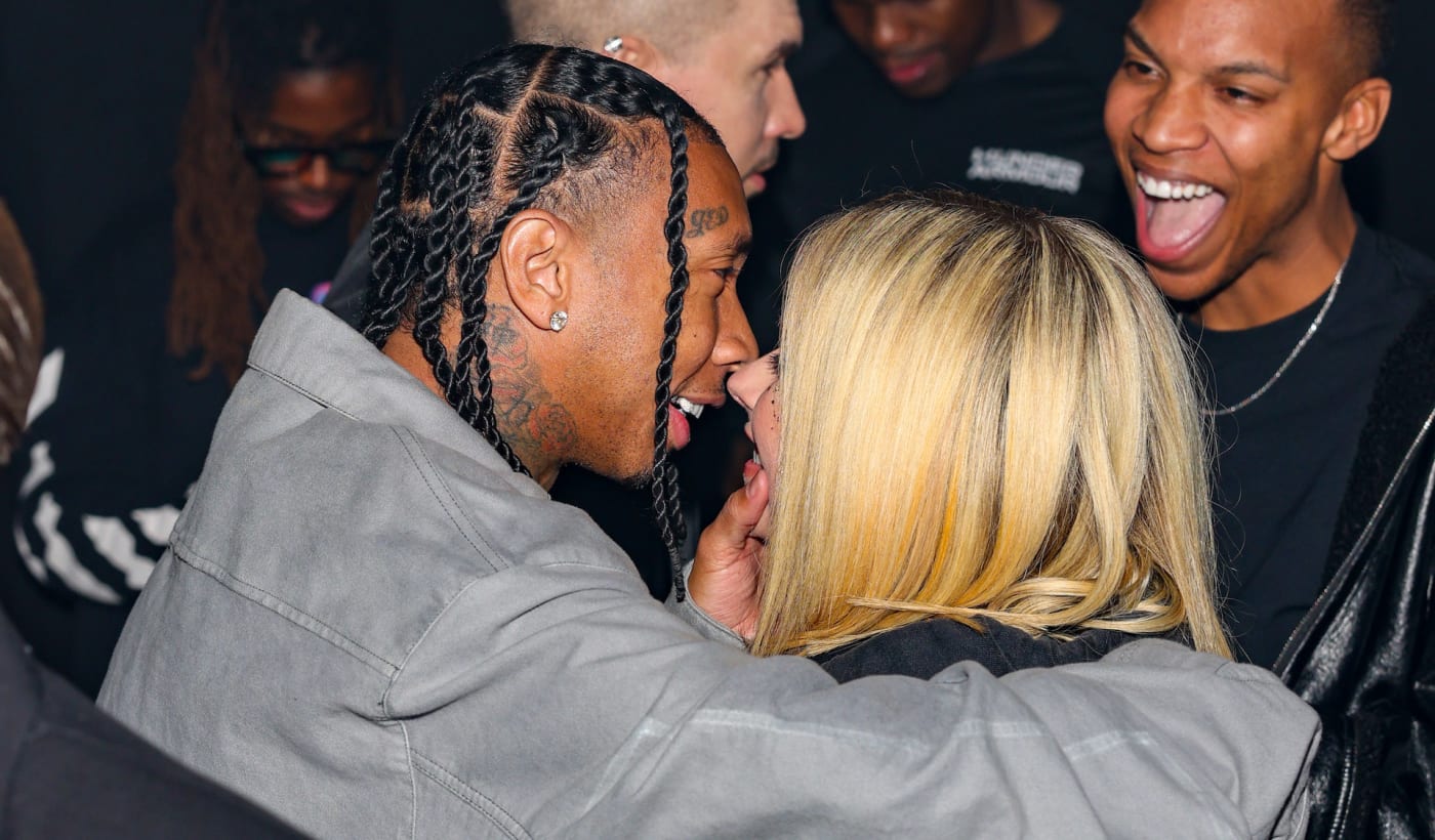 Tyga and Avril Lavigne kissing in Paris