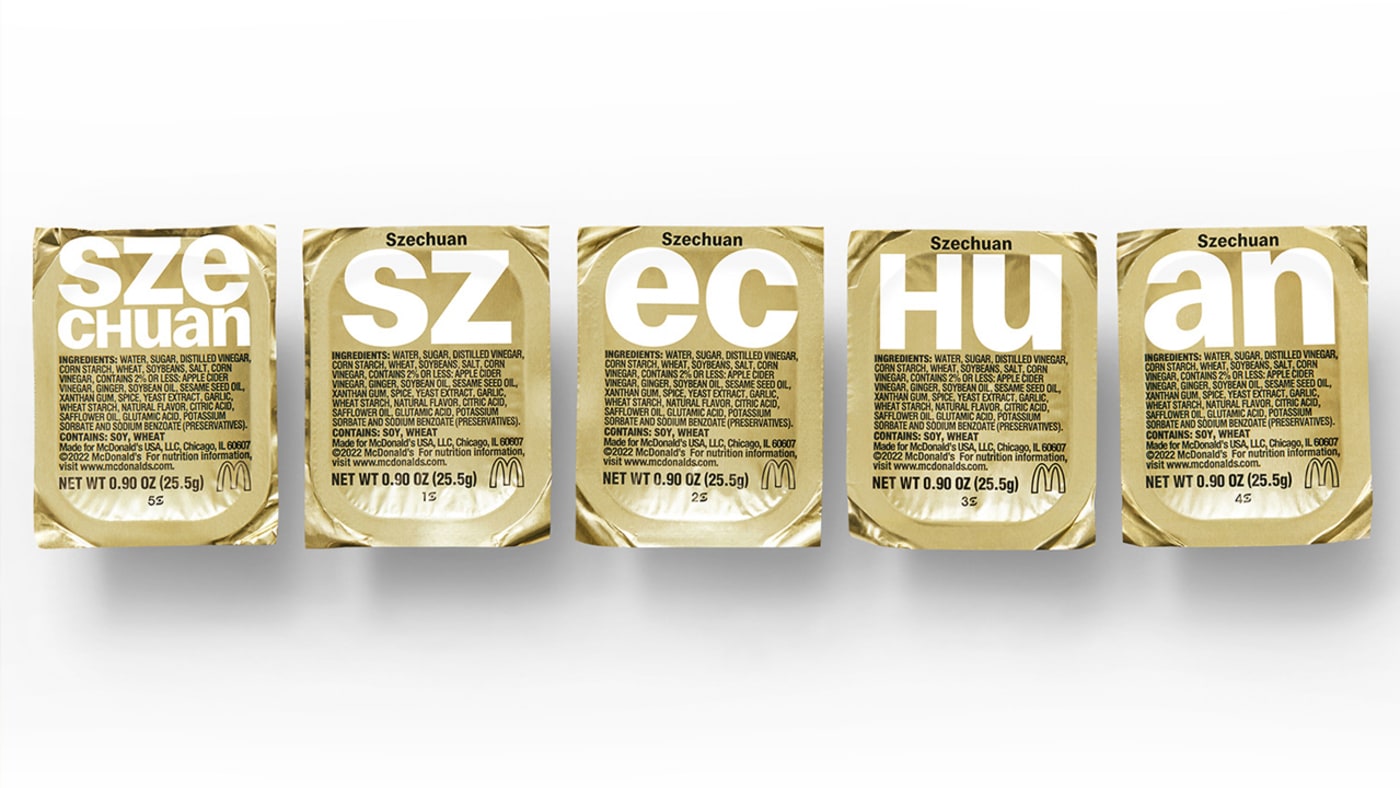 A promo image for McDonald's Szechuan Sauce, made popular by Rick & Morty
