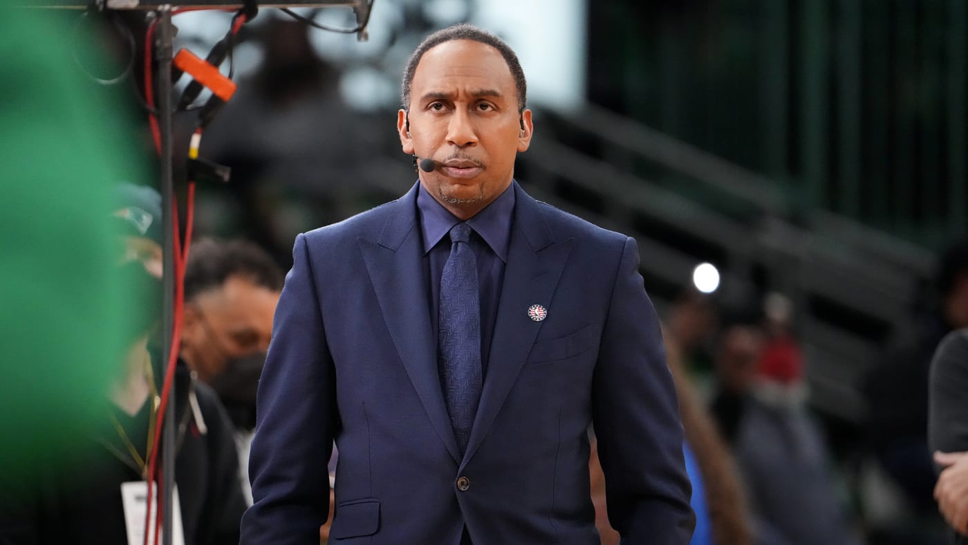 Stephen A. Smith looks on before a game between the Los Angeles Lakers and Boston Celtics