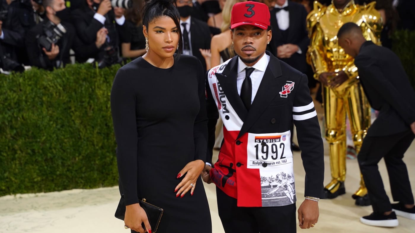 Kirsten Corley and Chance the Rapper attend 2021 Costume Institute Benefit