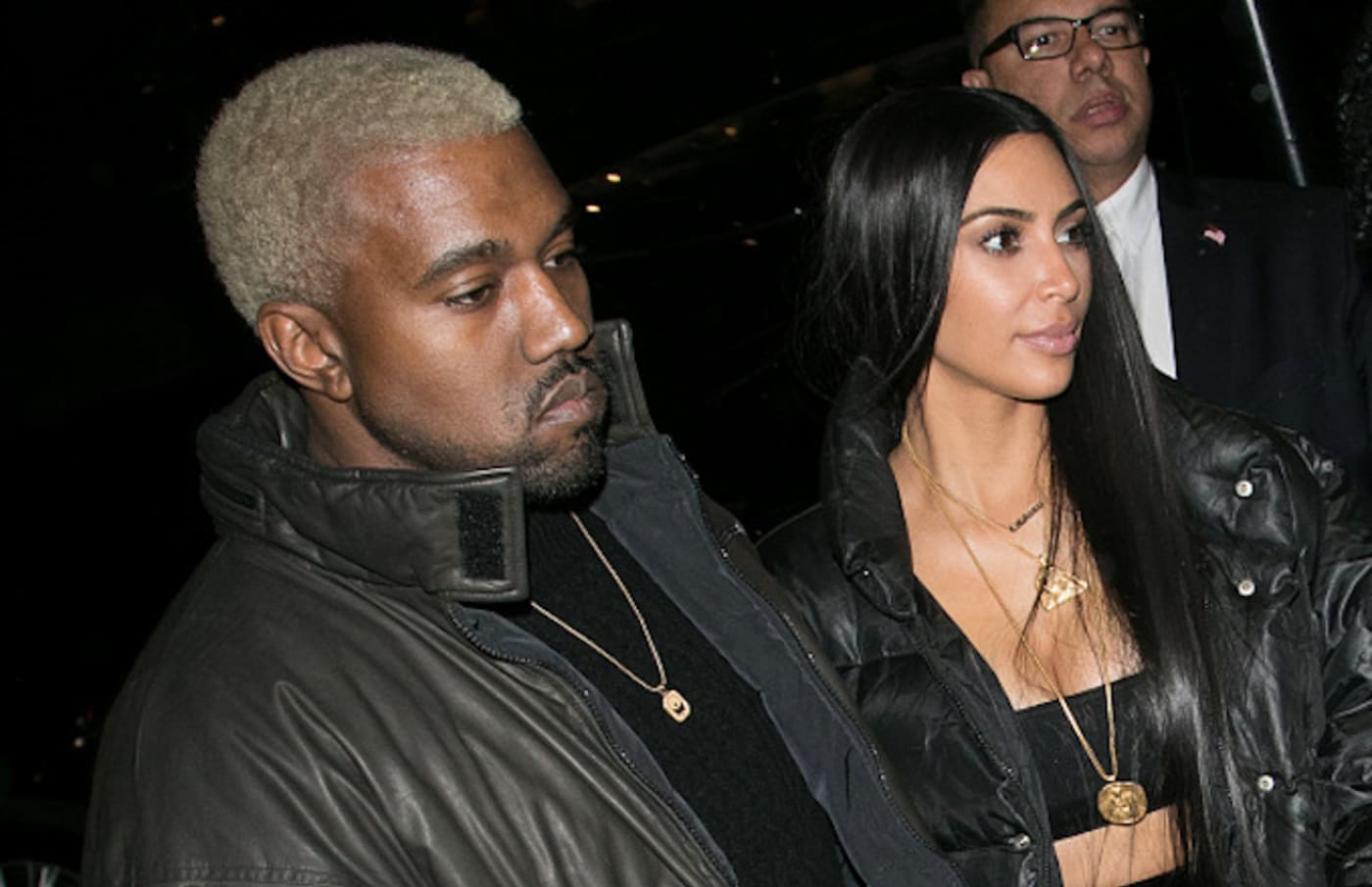 Kanye West and wife Kim Kardashian West are seen on February 14, 2017