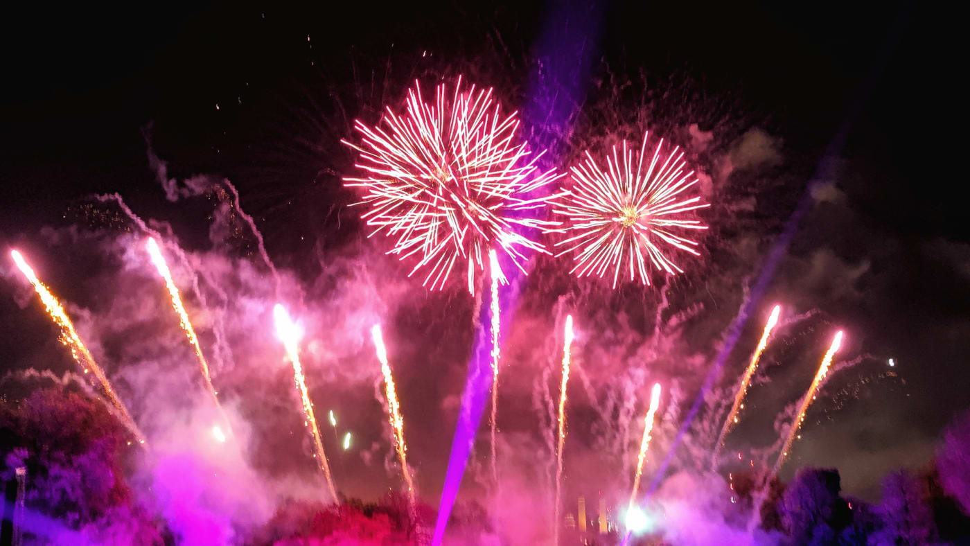 A stock photo of various fireworks exploding in the sky.