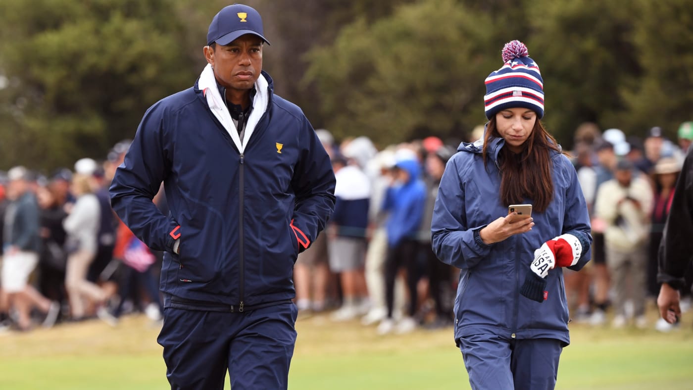 Tiger Woods is pictured with former girlfriend