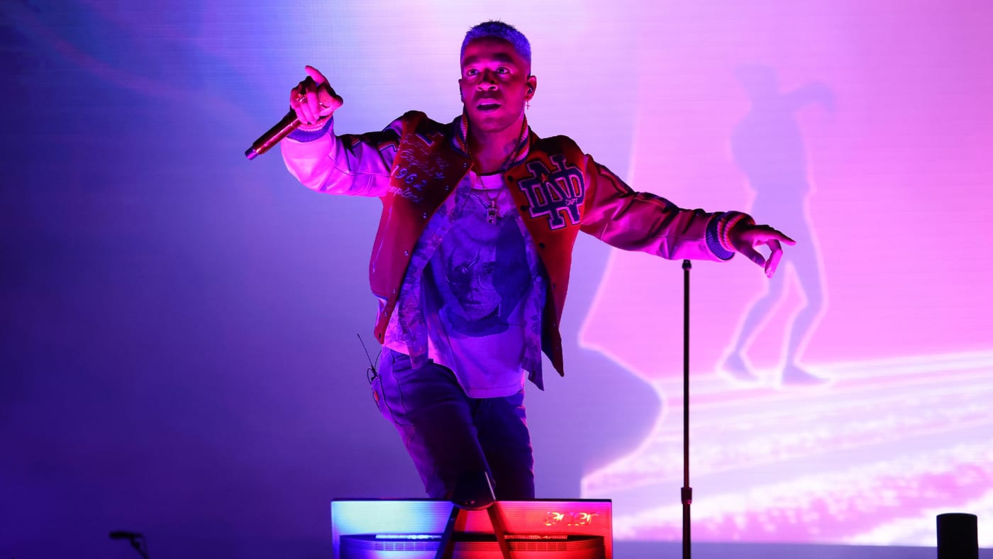 Kid Cudi is seen performing live for fans