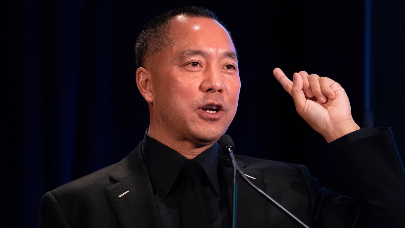 Fugitive Chinese billionaire Guo Wengui hold a news conference on November 20, 2018 in New York