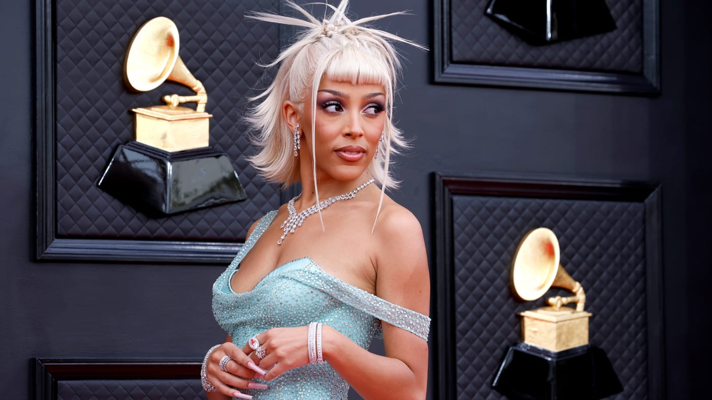 Doja Cat attends the 64th Annual GRAMMY Awards at MGM Grand Garden Arena.