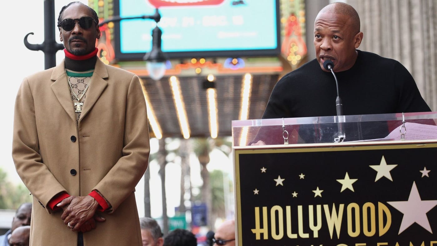 Snoop Dogg and Dr. Dre at the Hollywood Walk of Fame in 2018