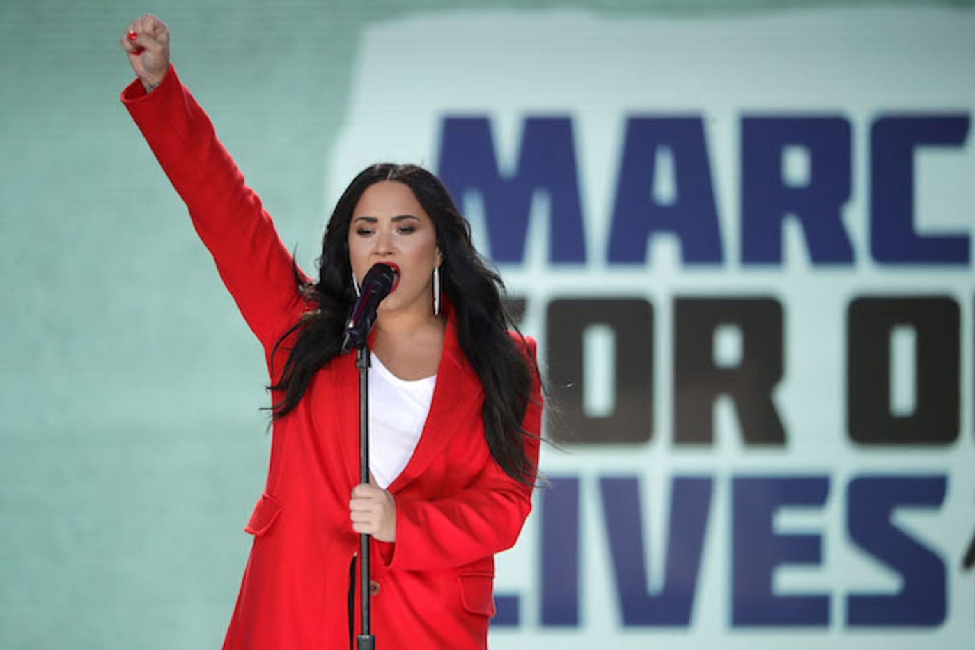 Demi Lovator at DC March For Our Lives protest.