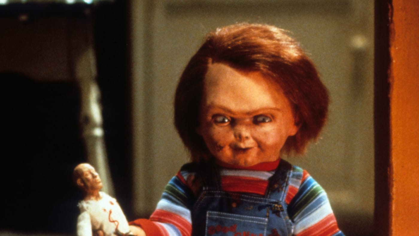 Chucky with doll in a scene from the film 'Child's Play', 1988