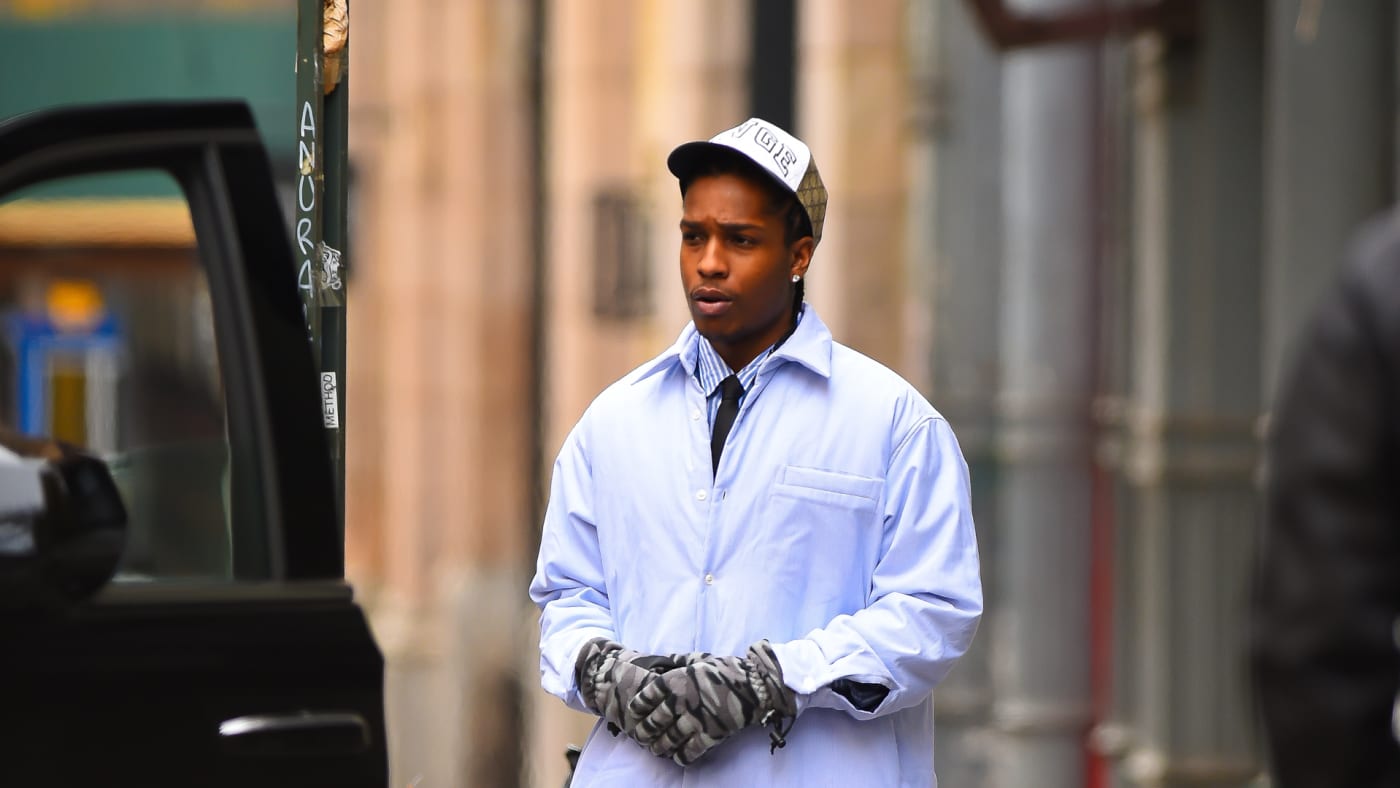 ASAP Rocky is pictured walking