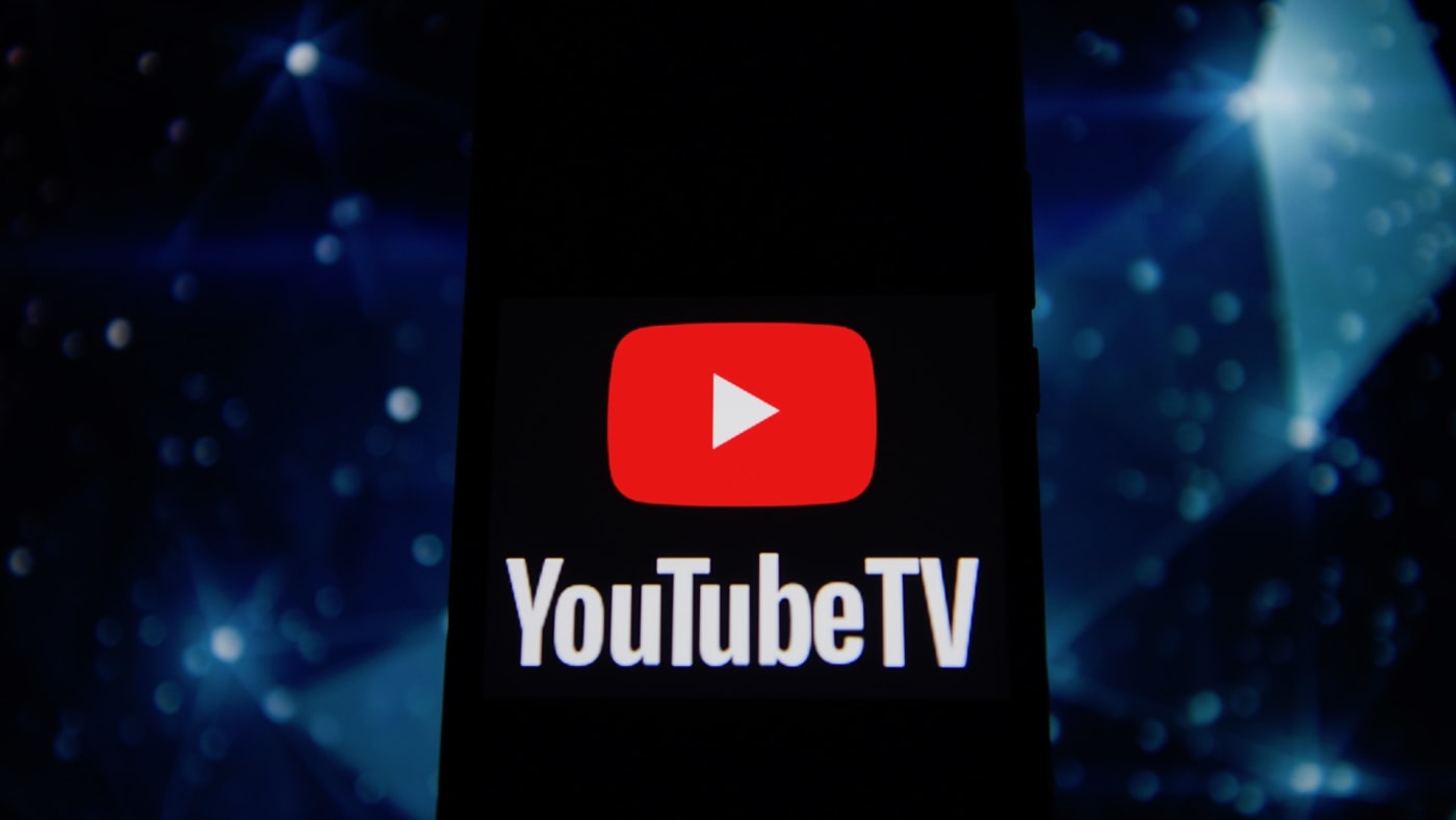 In this photo illustration a Youtube TV logo seen displayed on a smartphone.