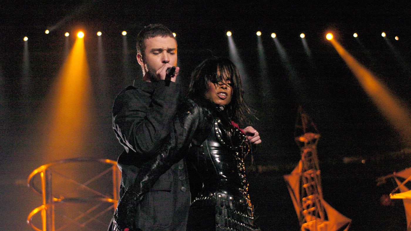 Janet Jackson and Justin Timberlake during The AOL TopSpeed Super Bowl XXXVIII Halftime Show