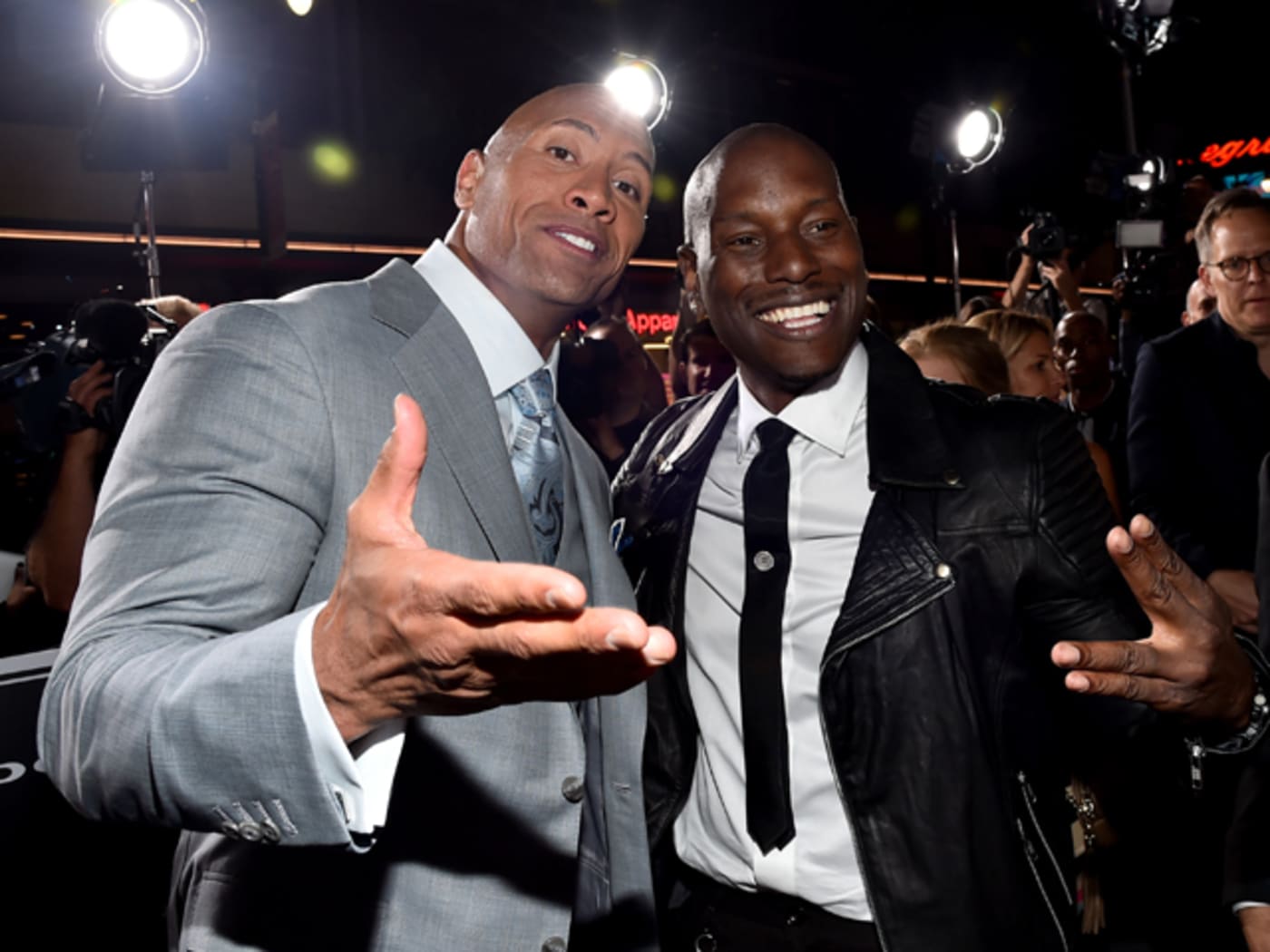Dwayne 'The Rock' Johnson and Tyrese Gibson attend 'Furious 7' premiere