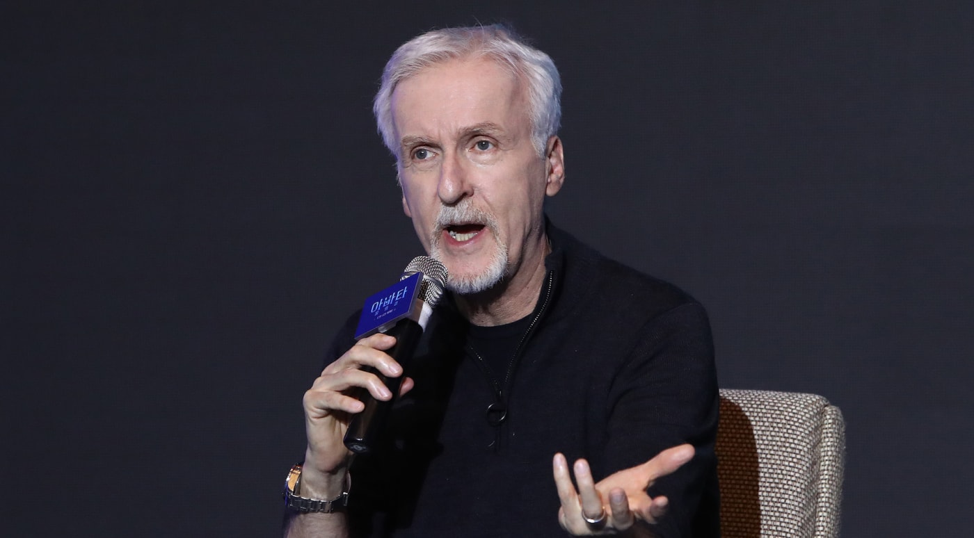 James Cameron flipping off fans