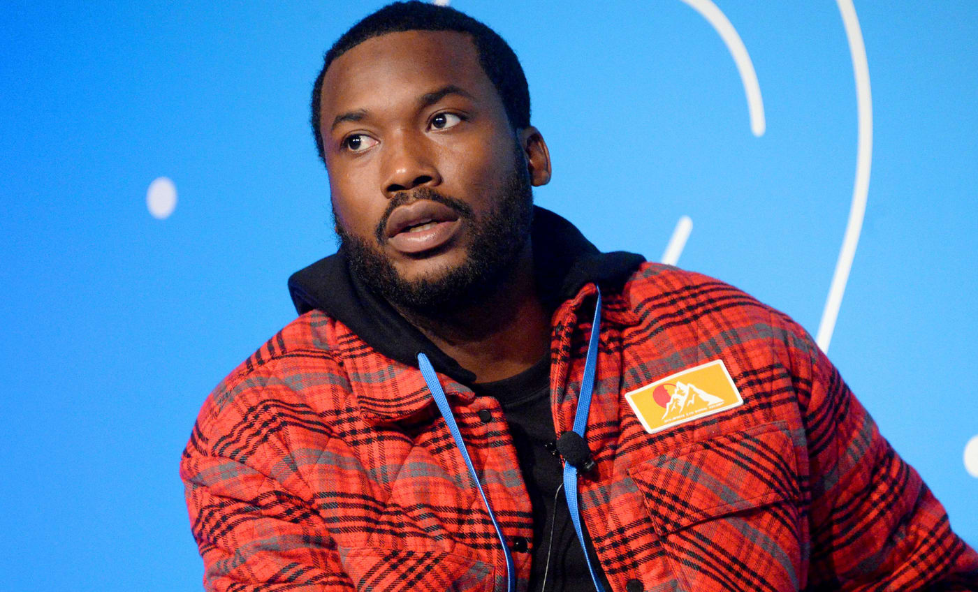 Meek Mill speaks on stage at the "Justice for All: Reforming a Broken System