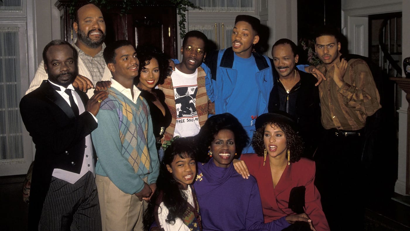 The 'Fresh Prince' cast takes a break from filming in 1990.