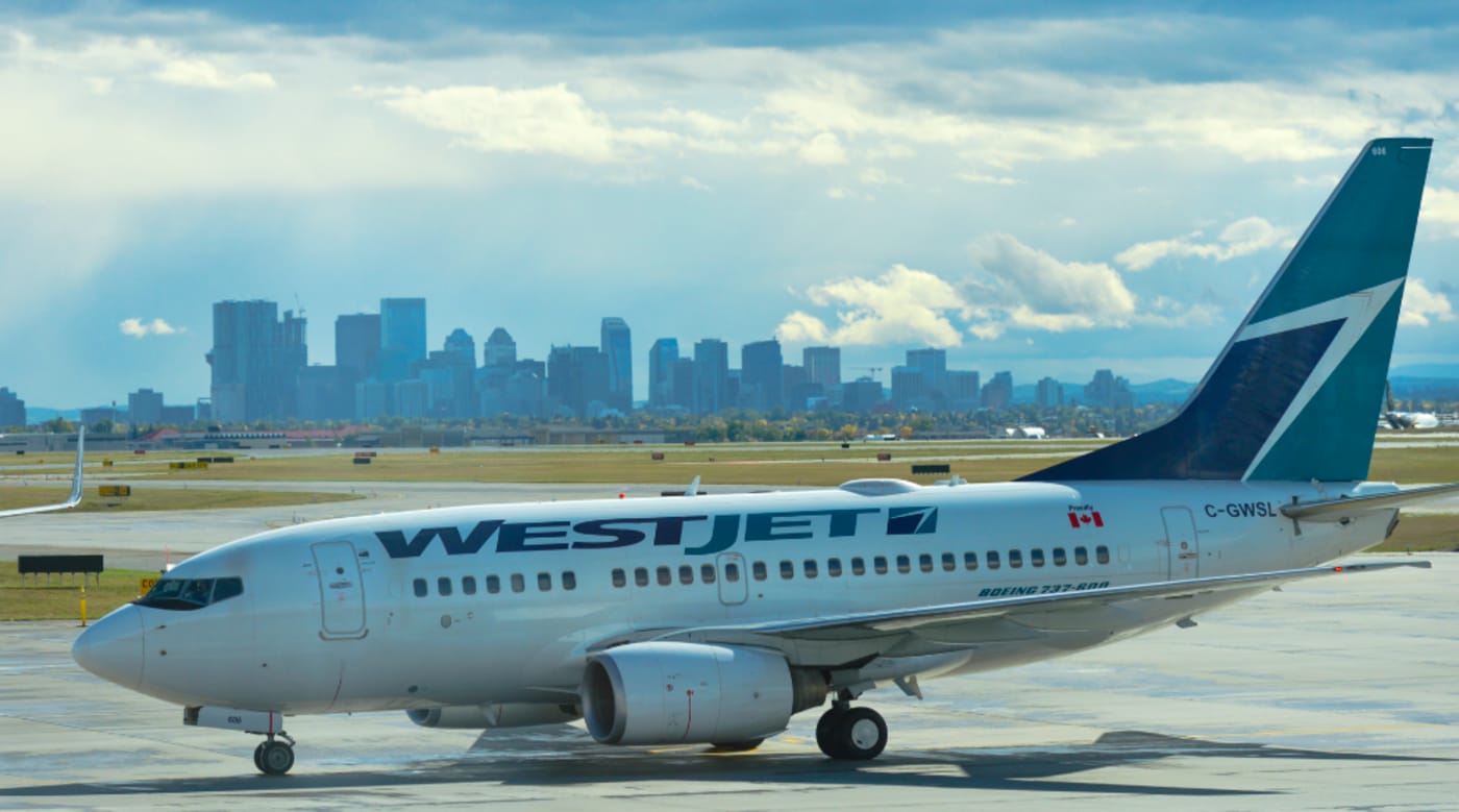 WestJet planes at Calgary International Airport