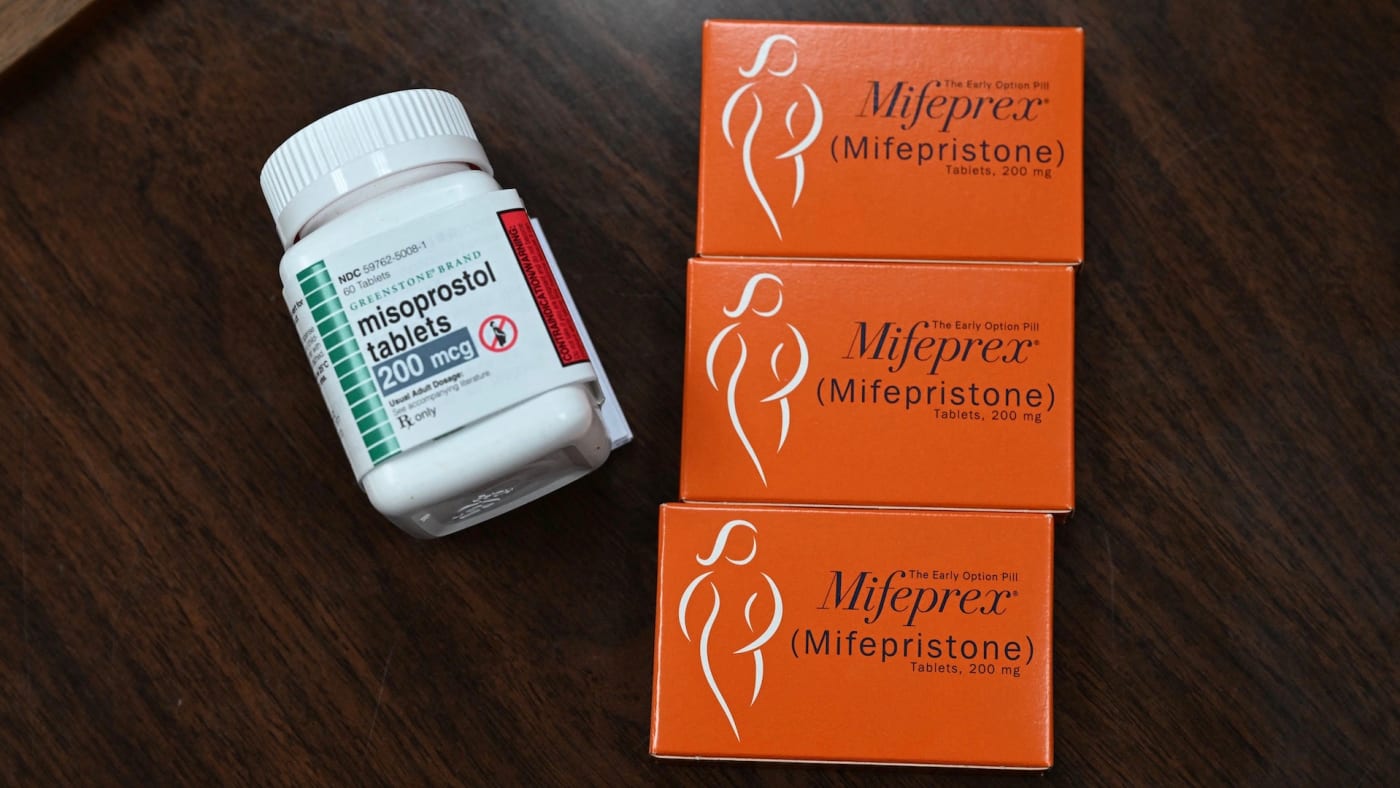 Two drugs used in a medication abortion, are seen at the Women's Reproductive Clinic,