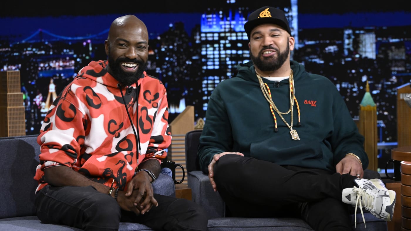 TV hosts Desus Nice and The Kid Mero during an interview on Friday, March 25, 2022