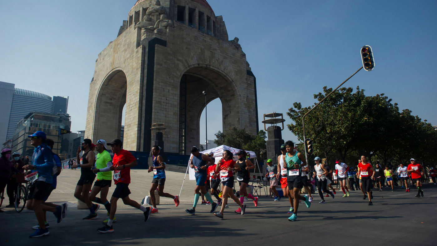Athletes compete at the Mexico City International Marathon in Mexico City