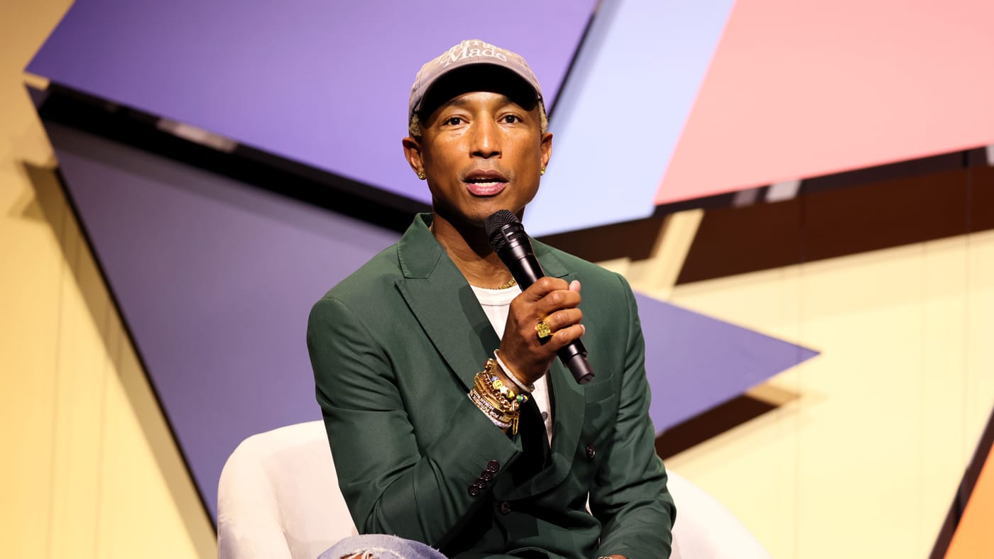 Pharrell Williams speaks onstage during the Mighty Dream Forum Hosted By Pharrell Williams 2022