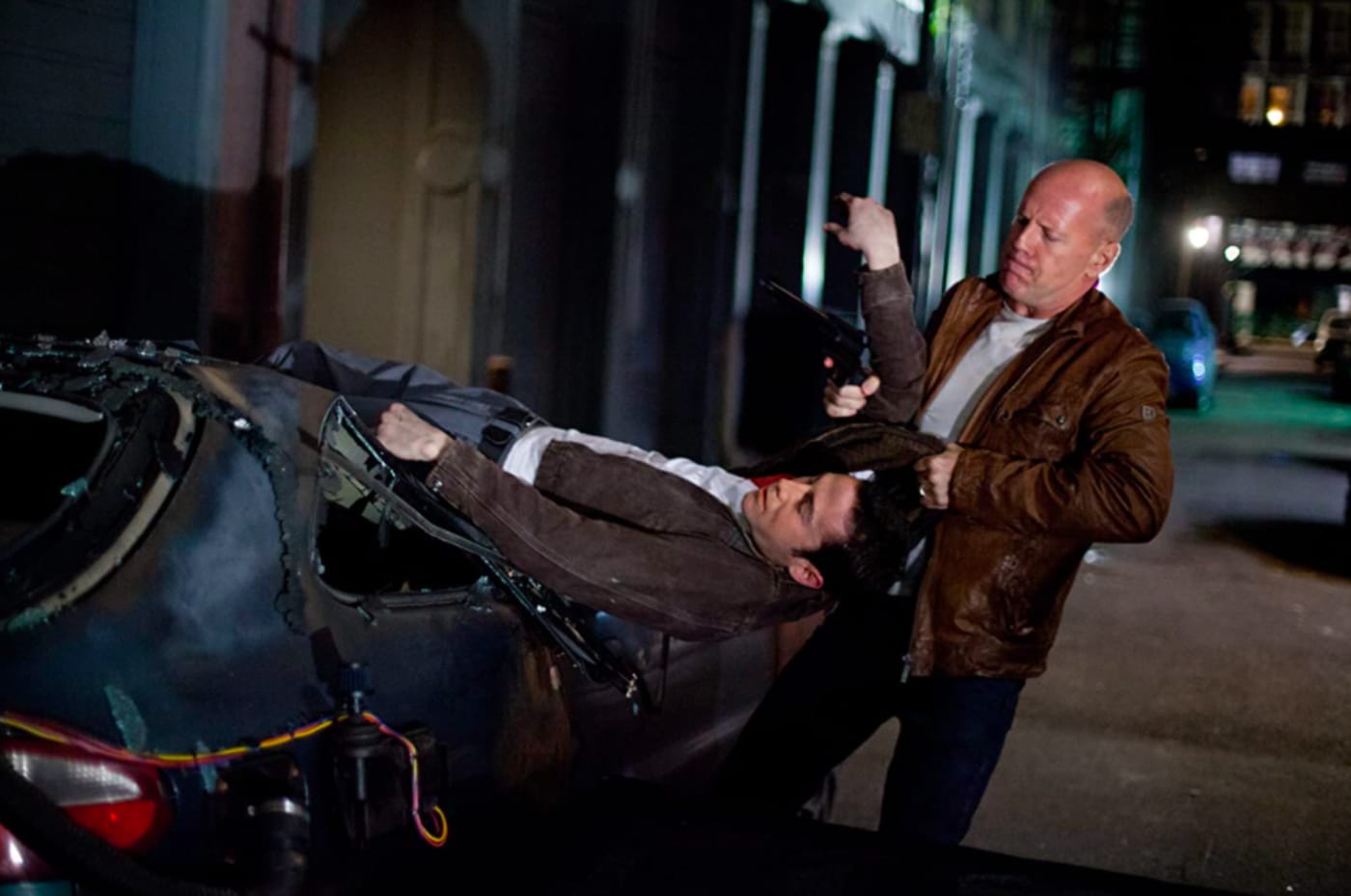 Joseph Gordon Levitt and Bruce Willis in 'Looper'
