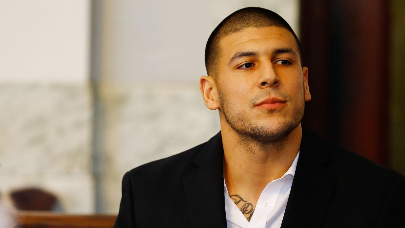 Aaron Hernandez sits in the courtroom of the Attleboro District Court.