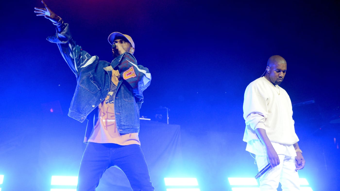 Big Sean and Ye are pictured performing together