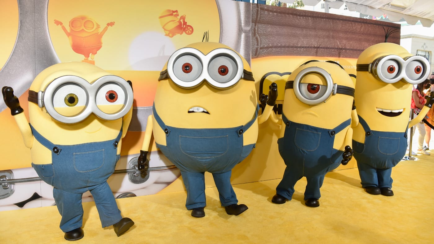 Minions are pictured at an event for their own movie